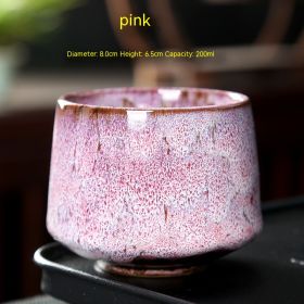 Ceramic Cup Retro Stoneware Coffee Cup Household Drinking Water Single Cup Stove Tea Cup (Option: Kiln Baked Pink-101 To 200ml)