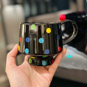 Creative Hand-painted Polka Dot Ceramic Mug Retro (Option: Polka Dot Goblet Black-About 400ml)