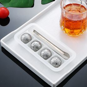 Stainless Steel Ice Particles Whisky Stone Bar Whiskey Cooling Wine Set Can Be Recycled (Option: 4 Capsules With Ice Clip)