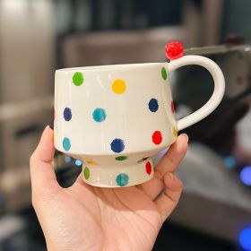 Creative Hand-painted Polka Dot Ceramic Mug Retro (Option: Polka Dot Goblet White-About 400ml)