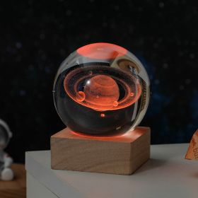 Cosmos Series Crystal Ball Night Lights; Milky Way; Moon; Desktop Bedroom Small Ornaments; Creative Valentine's Day Gifts Birthday Gifts (Items: 8cm Saturn)