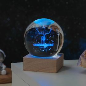 Cosmos Series Crystal Ball Night Lights; Milky Way; Moon; Desktop Bedroom Small Ornaments; Creative Valentine's Day Gifts Birthday Gifts (Items: 8cm Accompanied By A Deer)