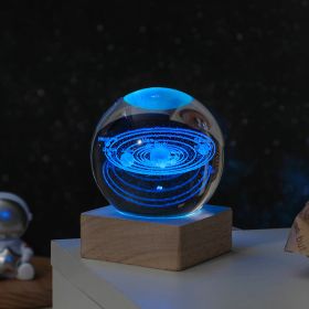 Cosmos Series Crystal Ball Night Lights; Milky Way; Moon; Desktop Bedroom Small Ornaments; Creative Valentine's Day Gifts Birthday Gifts (Items: 8cm Solar System)