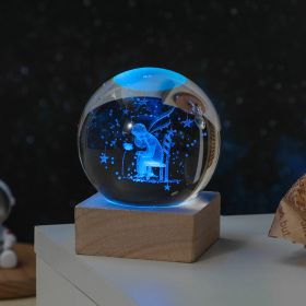 Cosmos Series Crystal Ball Night Lights; Milky Way; Moon; Desktop Bedroom Small Ornaments; Creative Valentine's Day Gifts Birthday Gifts (Items: Little Prince And Rose)