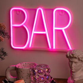1pc, BAR Neon Light, LED Business Bar Sign Light On Off Switch Open Bright Light Neon, Without Battery (Color: Pink)
