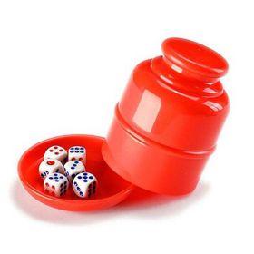 1pc Dice & Dice Cup Set; Bar Sieve Thickened Combination With Bottom Holder; Outdoor Table Game Accessories (Color: Thick Red Dice Cup)
