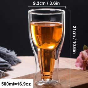 350/500ML Creative Cocktail Wineglass Mug Double Wall Mugs Beer Wine Glasses Drinkware Whiskey Champagne Glass Coffee Vodka Cups (Color: 500ML)