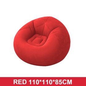 Large Lazy Inflatable Sofas Chair Flocking Flocking Sofa Chair Lounger Seat Bean Bag Sofa For Outdoor Living Room Camping Travel (Color: Red)