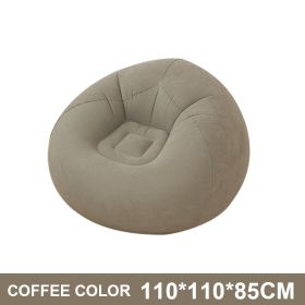 Large Lazy Inflatable Sofas Chair Flocking Flocking Sofa Chair Lounger Seat Bean Bag Sofa For Outdoor Living Room Camping Travel (Color: Coffee)