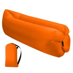 Inflatable Lounger Air Sofa Lazy Bed Sofa Portable Organizing Bag Water Resistant for Backyard Lakeside Beach Traveling Camping Picnics (Color: Orange)
