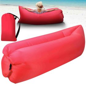 Inflatable Lounger Air Sofa Lazy Bed Sofa Portable Organizing Bag Water Resistant for Backyard Lakeside Beach Traveling Camping Picnics (Color: Red)