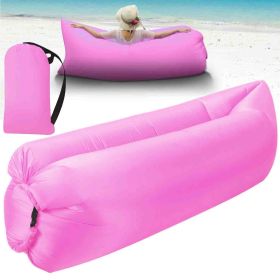 Inflatable Lounger Air Sofa Lazy Bed Sofa Portable Organizing Bag Water Resistant for Backyard Lakeside Beach Traveling Camping Picnics (Color: Pink)