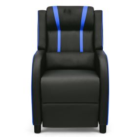 Massage Racing Gaming Single Recliner Chair (Color: Blue)