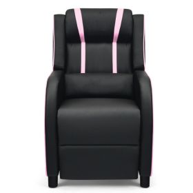 Massage Racing Gaming Single Recliner Chair (Color: Pink)
