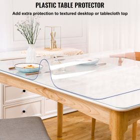 VEVOR Clear Table Cover Protector, Clear Desk Protector Table Pads, Plastic Tablecloth Table Protector for Dining Room Table (Item Dimension: 46 x 110 in / 117 x 280 cm)