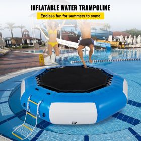 VEVOR Inflatable Water Trampoline 10ft, Round Inflatable Water Bouncer with 4-Step Ladder, Water Trampoline for Water Sports. (Color: Blue)