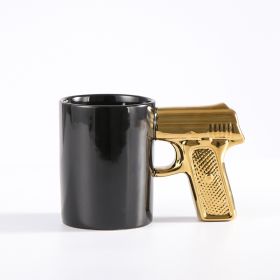 Creative Ceramic Mug 3D Modeling (Option: Black Cup Gold Handle-301to400ml)