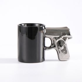 Creative Ceramic Mug 3D Modeling (Option: Black Cup Silver Handle-301to400ml)