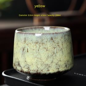 Ceramic Cup Retro Stoneware Coffee Cup Household Drinking Water Single Cup Stove Tea Cup (Option: Kiln Baked Yellow-101 To 200ml)