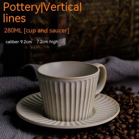 Japanese-style Coffee Cup European Luxury Ceramic Coffee Set Suit (Option: 280ML ceramic vertical pattern-101to200ml)